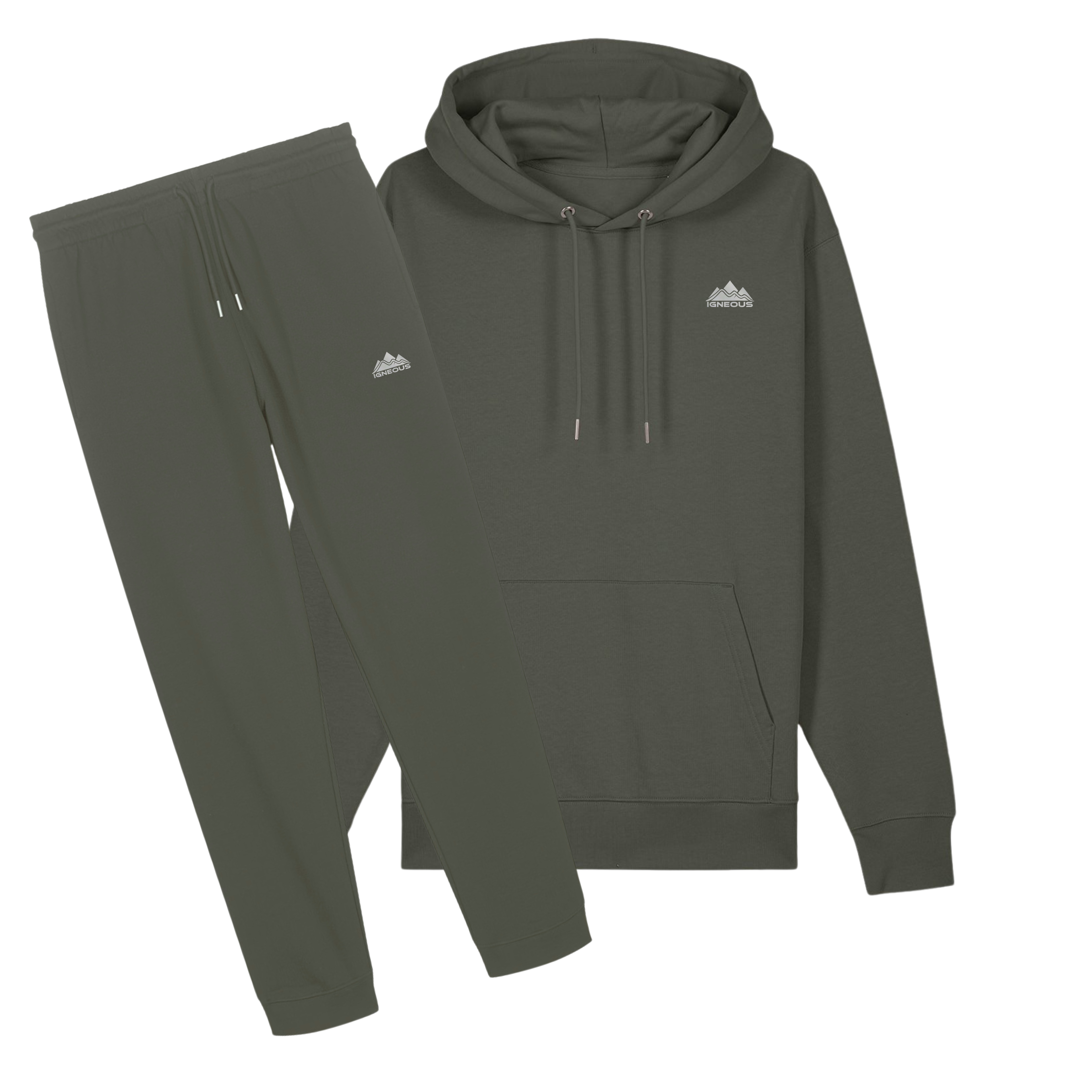 Mens IGNEOUS Core Collection green tracksuit organic cotton