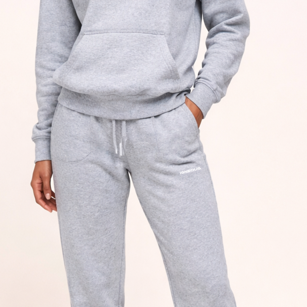IGNEOUS Core Collection Heather grey tracksuit organic cotton full set