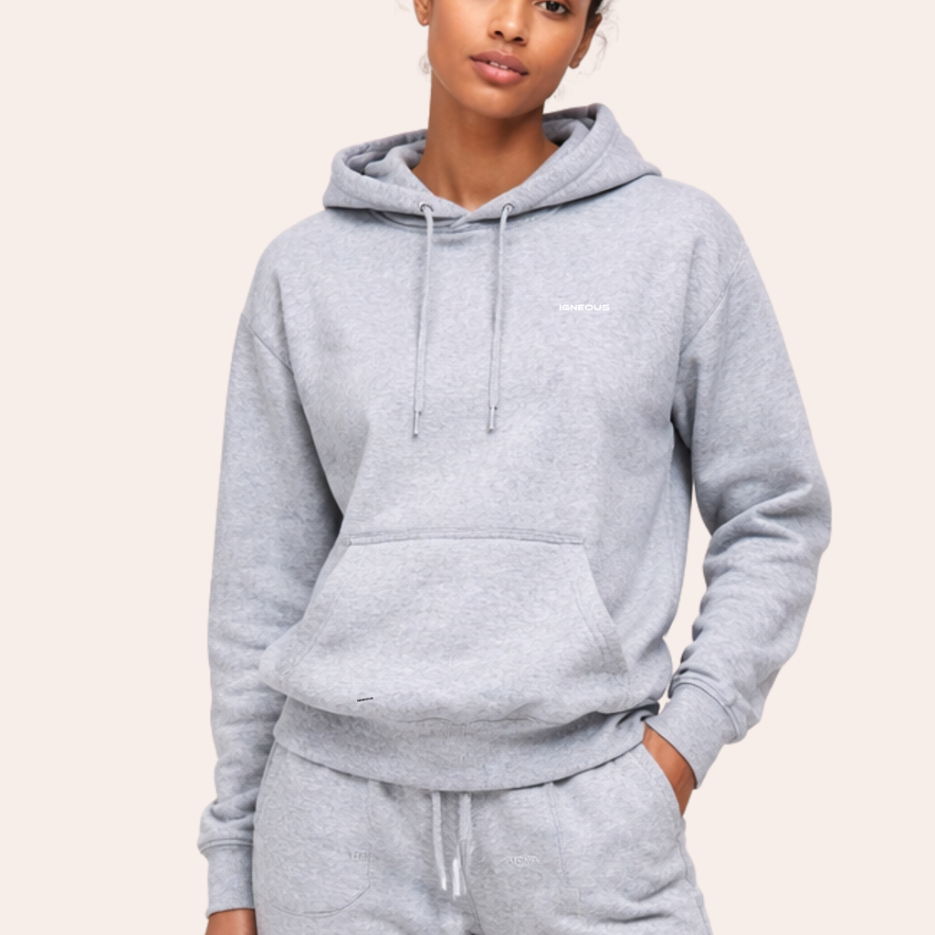 IGNEOUS Core Collection Heather grey tracksuit organic cotton full set
