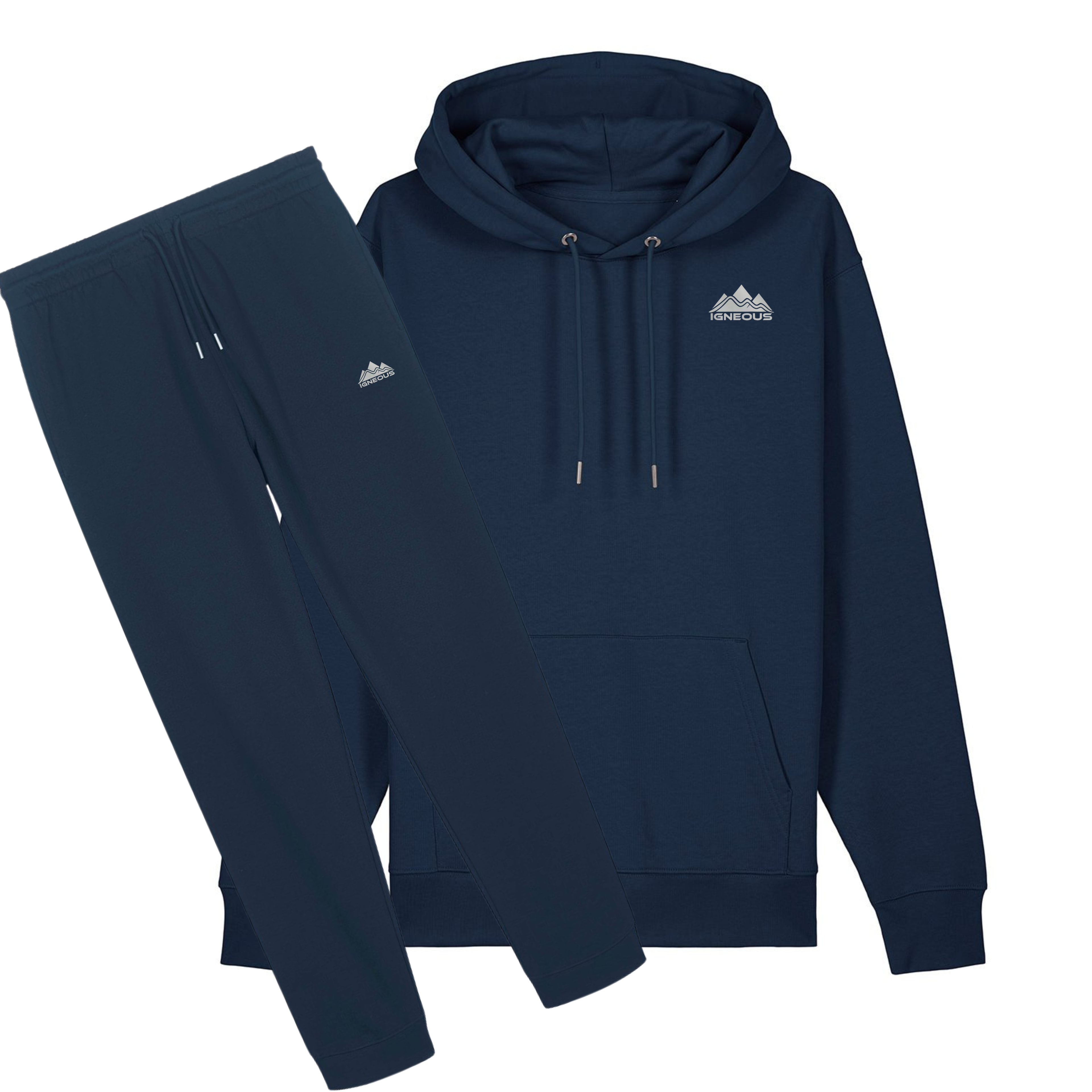 Mens IGNEOUS Core Collection French navy tracksuit organic cotton