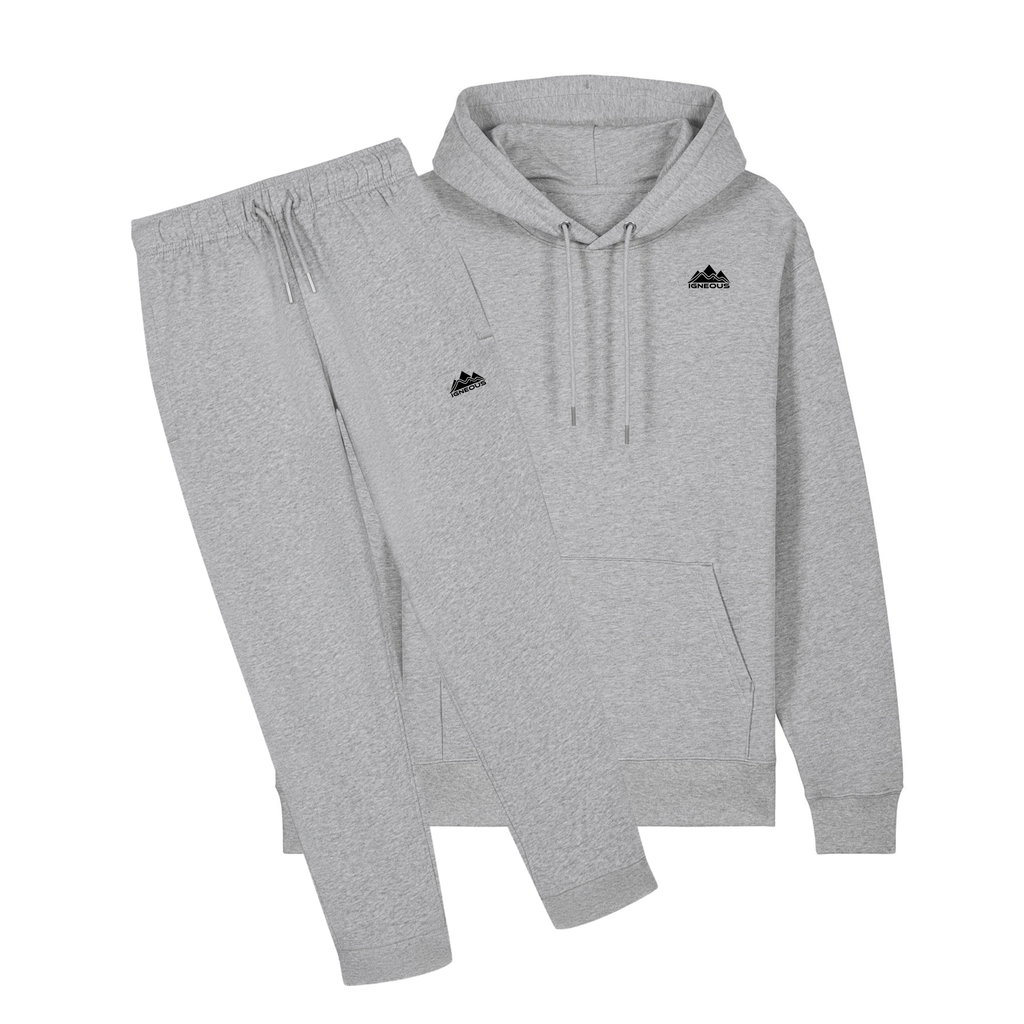 Mens IGNEOUS Core Collection grey tracksuit organic cotton