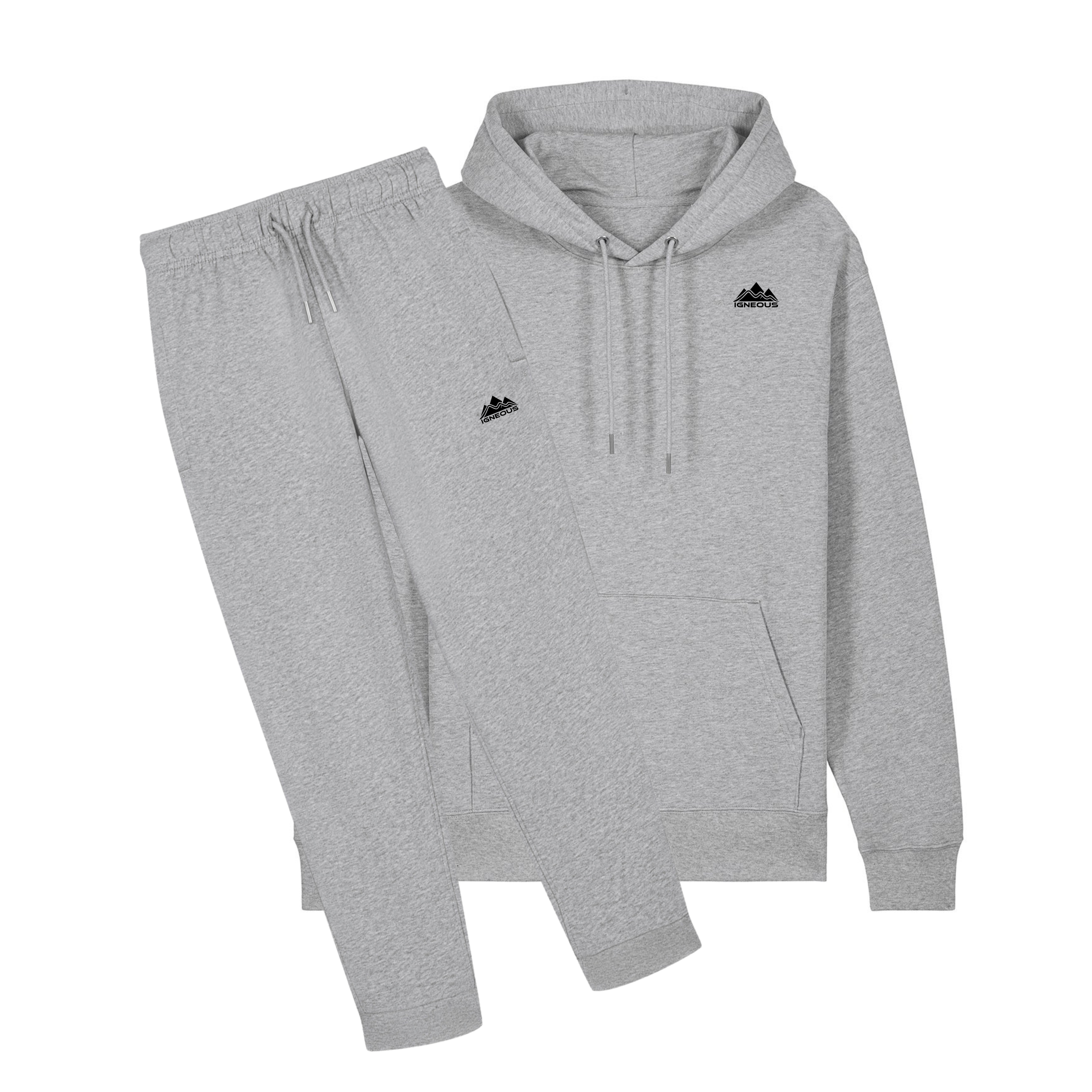 Mens IGNEOUS Core Collection grey tracksuit organic cotton