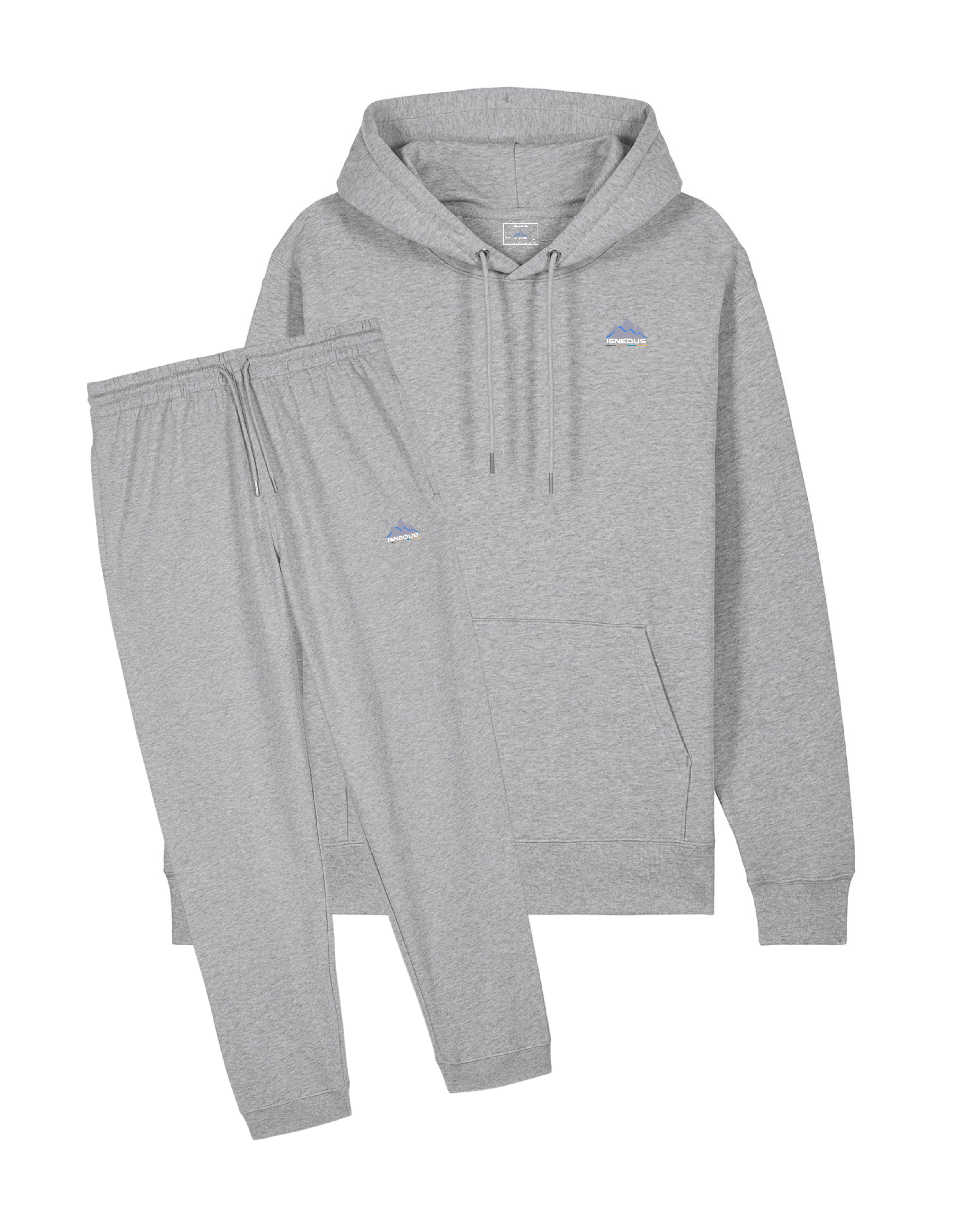 Igneous Core Collection heather grey tracksuit organic cotton