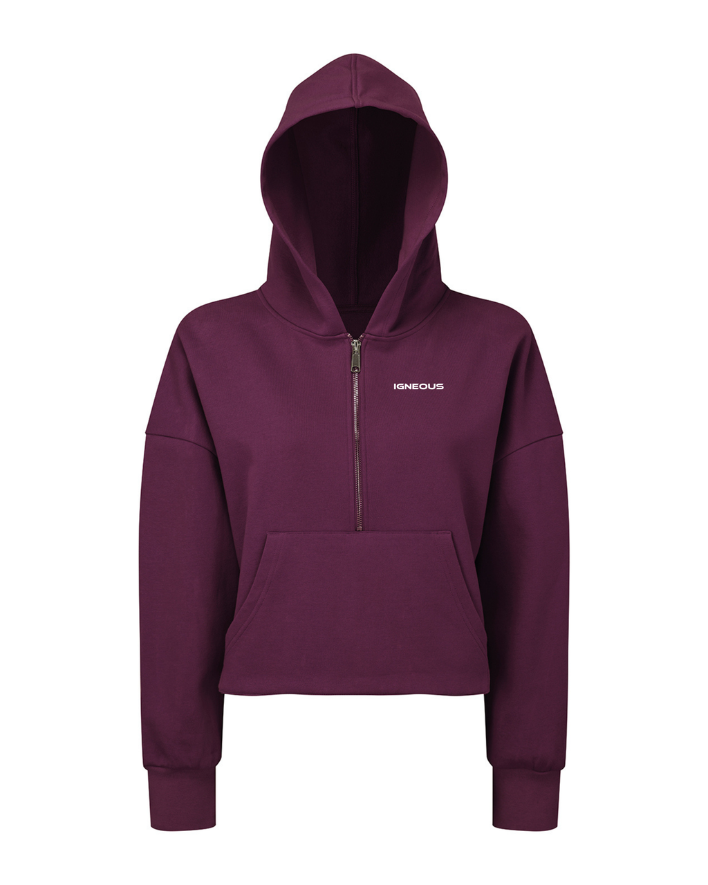 IGNEOUS womans 1/2 zip cropped hoodie