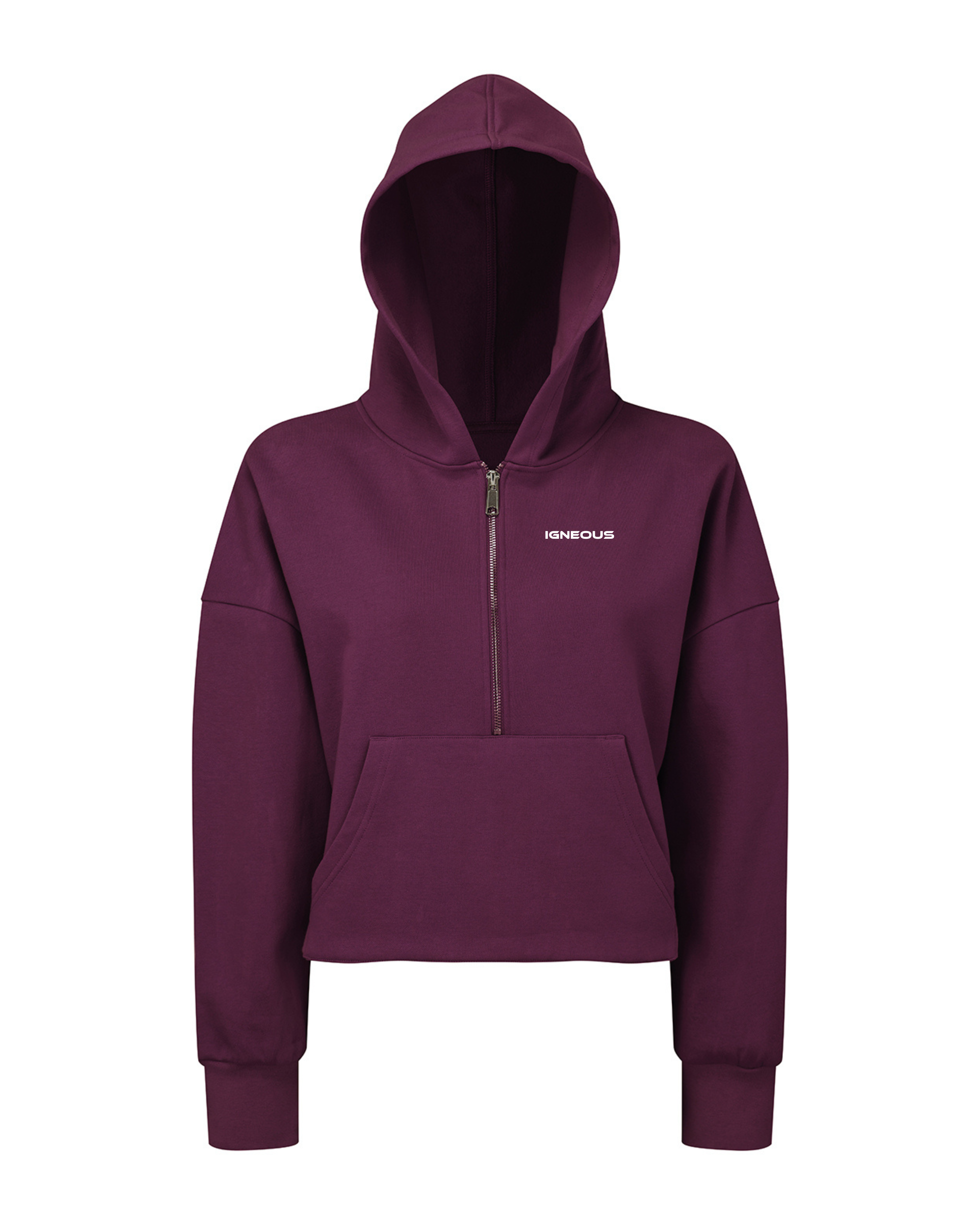 IGNEOUS womans 1/2 zip cropped hoodie